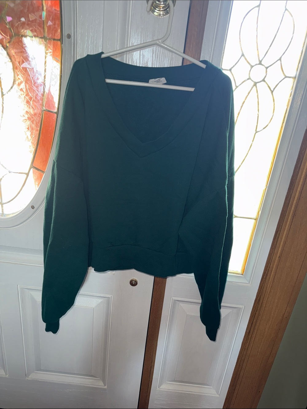 Classic V-Neck Women's Sweater - Deep Green